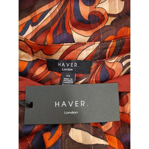 Haver London retro-inspired long-sleeved blouse with a tie neck,L gathered cuffs - Picture 3 of 10